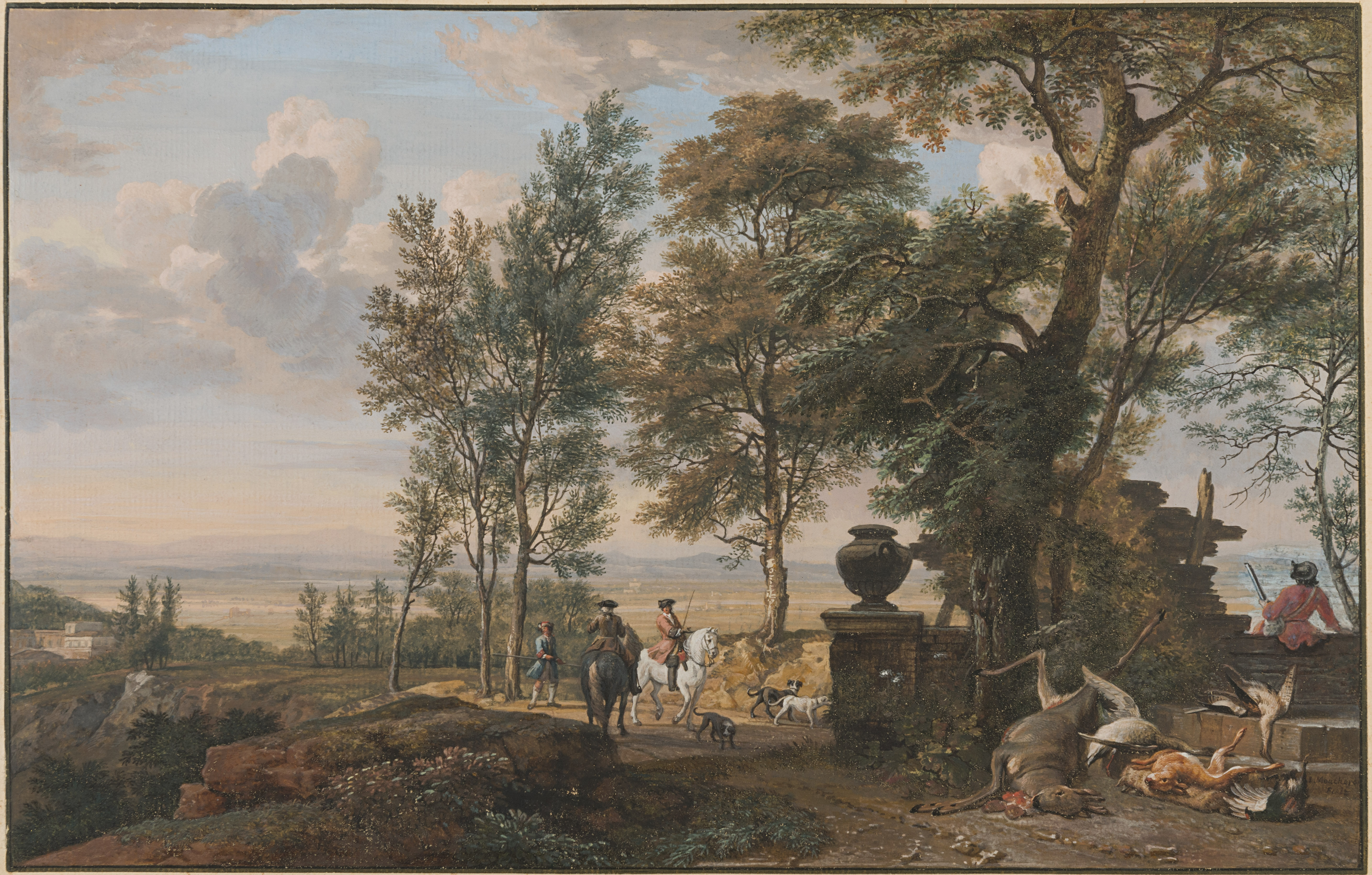Landscape with Hunters Near a Terrace with Dead Game